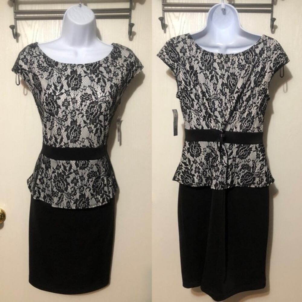 NWT! AA Studio Black & White Lace dress Size 10